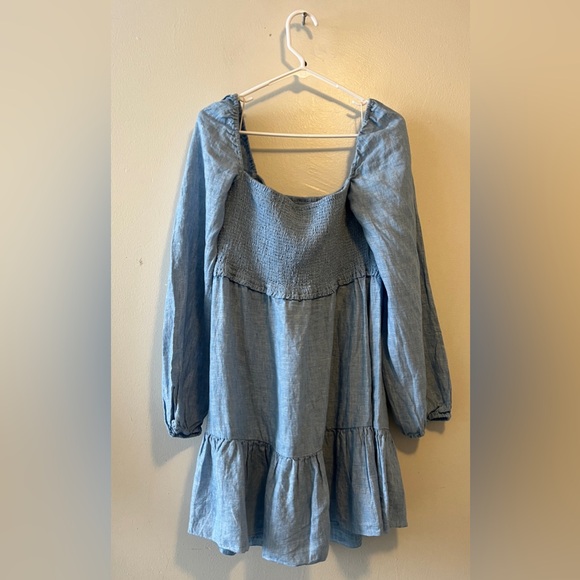 ARITZIA WILFRED Tempest Organic Linen Mini Dress Size XL Voluminous Sleeves - Picture 4 of 6
